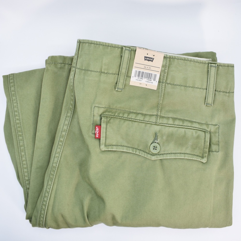 Levis Men's Ace Cargo Pants Size 36x30 Green Utility Pockets Cotton Relaxed NWT - Picture 2 of 9